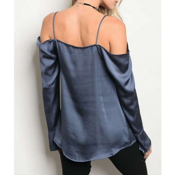 Indigo Satin Blouse {Emory Park} - Picture 3 of 3